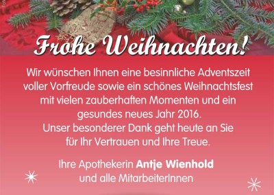 Unsere Apotheke lädt gemeinsam mit dem Ärztehaus Thiemstrasse zum Weihnachtsmarkt ein